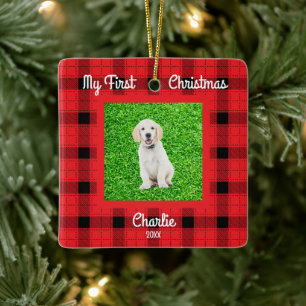 Create Your Own Dog Photos 1st Christmas Ceramic Ornament