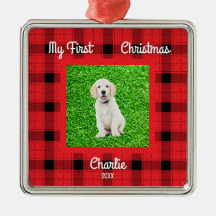 Create Your Own Dog Photos 1st Christmas Metal Tree Decoration