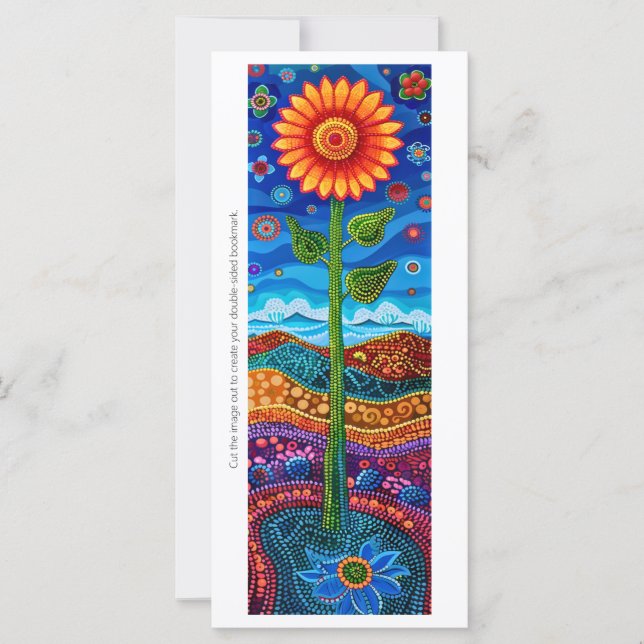 Create Your Own Dot Art Sunflower Bookmark Card (Front)