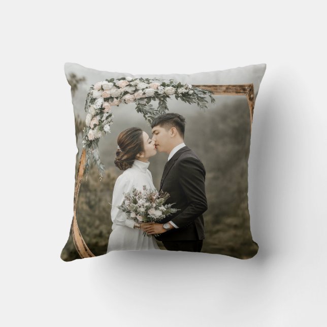 Create Your Own Double Sided Wedding Photo Couple Cushion (Back)