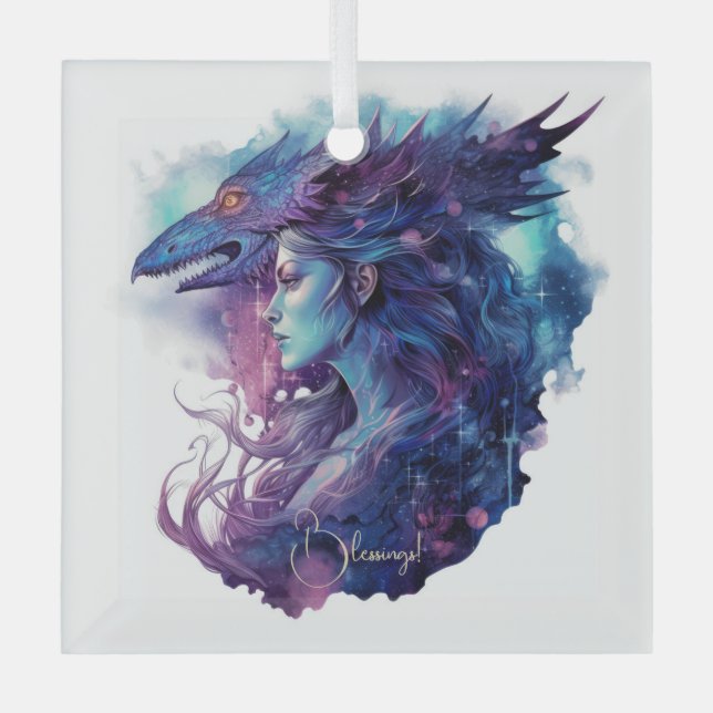 Create Your Own Dragon Goddess Glass Tree Decoration (Front)