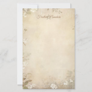 Create Your Own Dreamy Beige White Floral Vintage Stationery