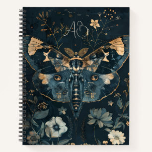 Create Your Own Dusty Blue Midnight Moth Flowers Notebook