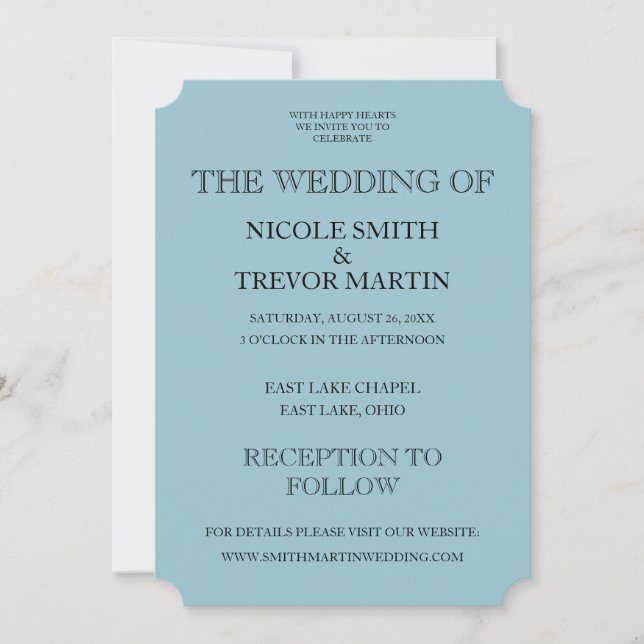 Create Your Own - Dusty Blue Wedding Invitation (Front)