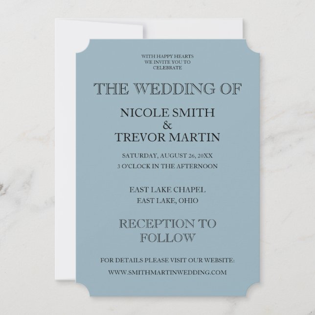 Create Your Own - Dusty Blue Wedding Invitation (Front)
