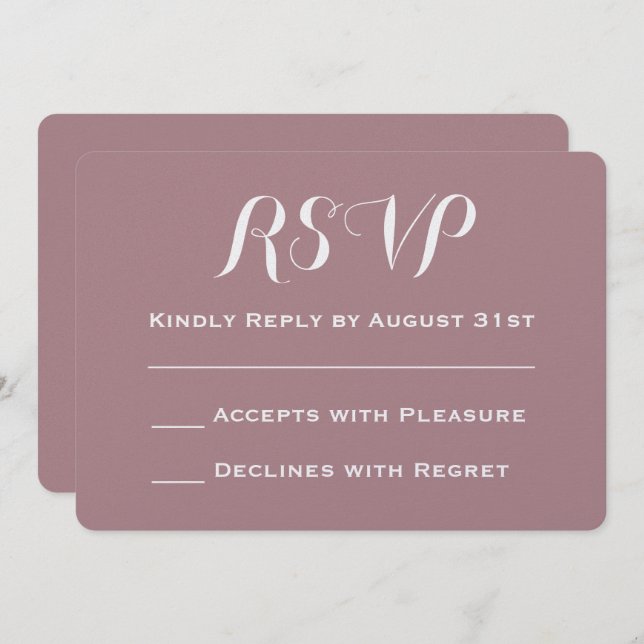 Create Your Own Dusty Rose Wedding RSVP Invitation (Front/Back)