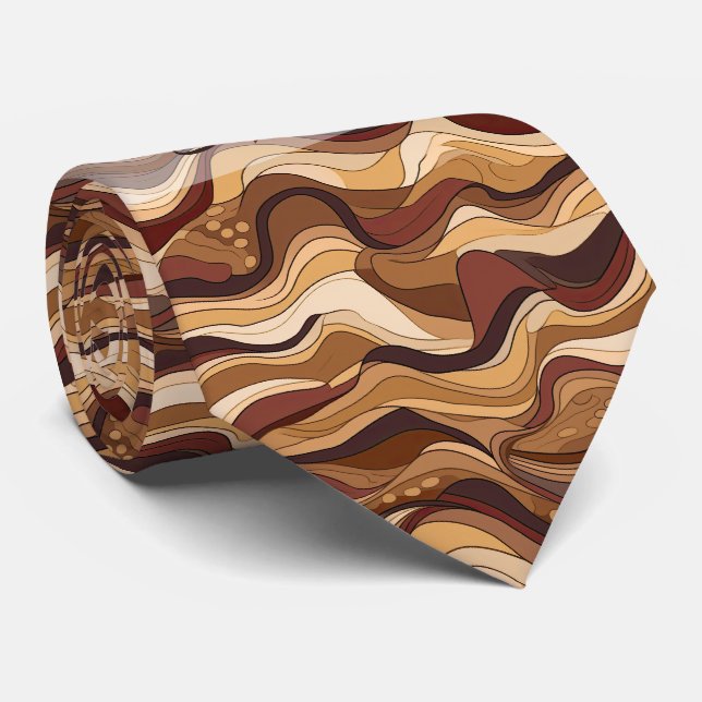 Create Your Own Earthen Waves Brown Tie (Rolled)