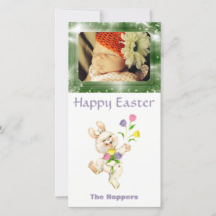 Create Your Own Easter Photo   Cute Easter Bunny Holiday Card