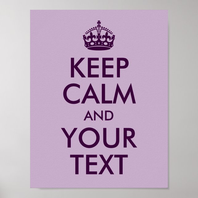 Create Your Own Eggplant Keep Calm and Your Text Poster (Front)