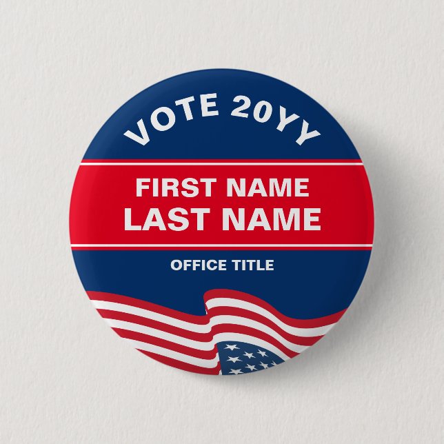 Create Your Own Election Campaign Red Blue Button (Front)