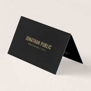 Create Your Own Elegant Black And Gold Folded Business Card