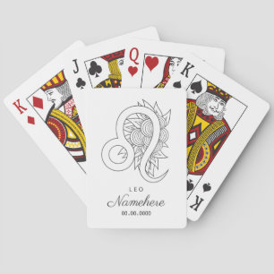Create Your Own Elegant Black & White Leo Zodiac Playing Cards