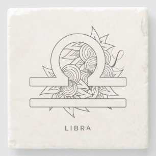 Create Your Own Elegant Black & White Libra Stone Coaster