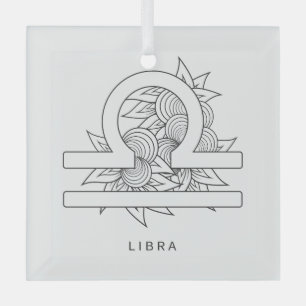 Create Your Own Elegant Black & White Libra Zodiac Glass Tree Decoration