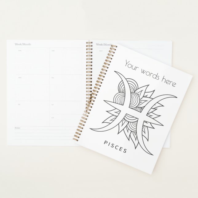 Create Your Own Elegant Black & White Pisces Planner (Display)