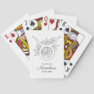 Create Your Own Elegant Black & White Taurus Playing Cards