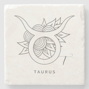 Create Your Own Elegant Black & White Taurus Stone Coaster