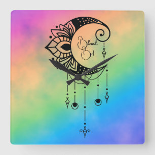 Create Your Own Elegant Boho Moon Silhouette Square Wall Clock