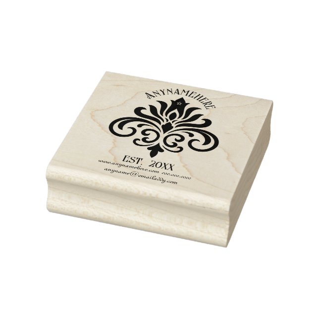 Create Your Own Elegant Calligraphy Flower Logo Rubber Stamp (Stamp)