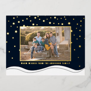 Create Your Own Elegant Family Photo Christmas Foil Holiday Postcard