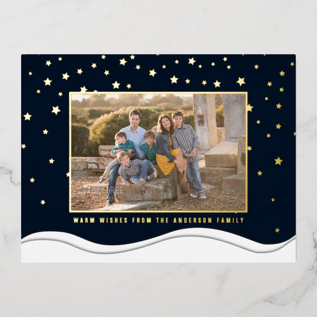 Create Your Own Elegant Family Photo Christmas Foil Holiday Postcard (Front)