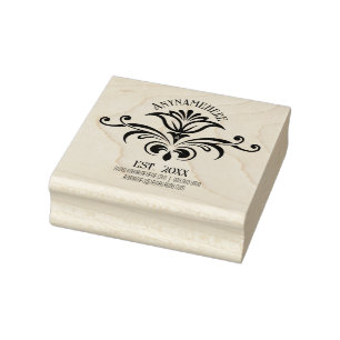 Create Your Own Elegant Floral Tulip Flower Logo Rubber Stamp