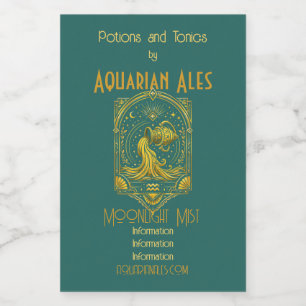 Create Your Own Elegant Gold Art Deco Aquarius Wine Label