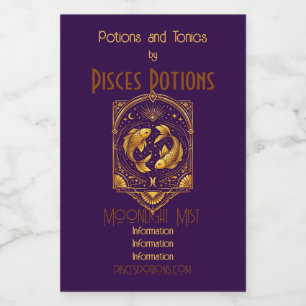 Create Your Own Elegant Gold Art Deco Pisces Wine Label