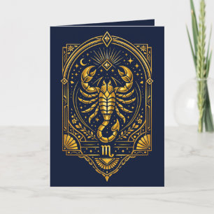Create Your Own Elegant Gold Art Deco Scorpio Holiday Card