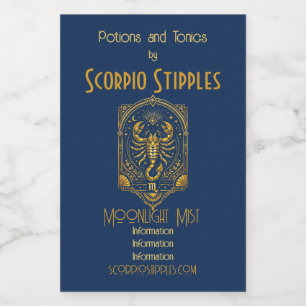 Create Your Own Elegant Gold Art Deco Scorpio Wine Label