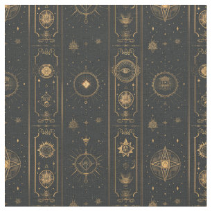 Create Your Own Elegant Gold Mystical Symbols Fabric