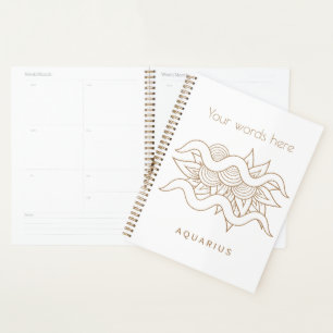 Create Your Own Elegant Gold & White Aquarius Planner
