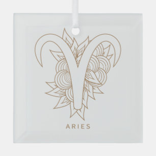 Create Your Own Elegant Gold & White Aries Zodiac Glass Tree Decoration