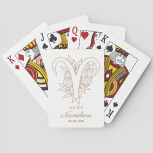 Create Your Own Elegant Gold & White Aries Zodiac Playing Cards