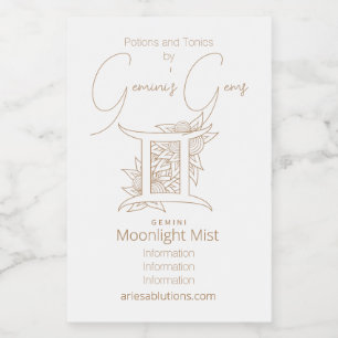 Create Your Own Elegant Gold & White Gemini Zodiac Wine Label