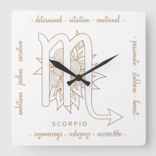 Create Your Own Elegant Gold & White Scorpio Square Wall Clock