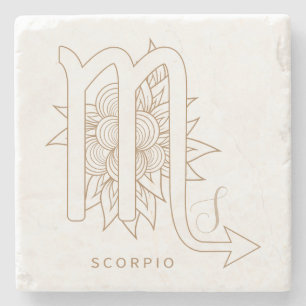 Create Your Own Elegant Gold & White Scorpio Stone Coaster