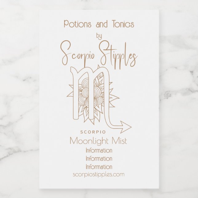 Create Your Own Elegant Gold & White Scorpio Wine Label (Single Label)