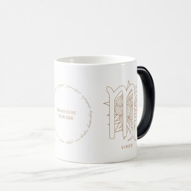 Create Your Own Elegant Gold & White Virgo Zodiac Magic Mug (Front Right)
