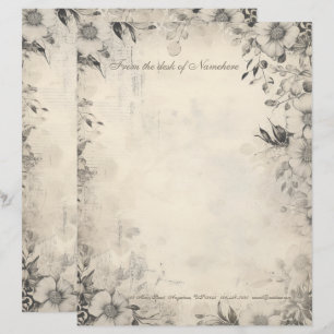 Create Your Own Elegant Gothic Grey Floral Custom Letterhead