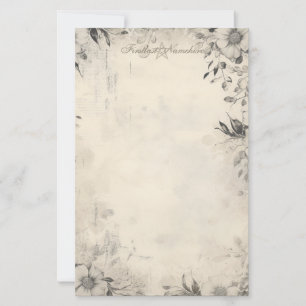 Create Your Own Elegant Gothic Grey Floral Stationery