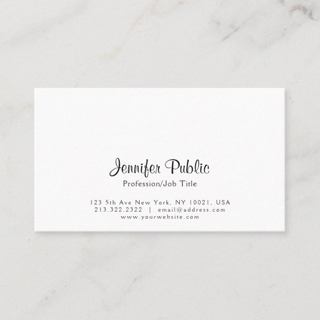Create Your Own Elegant Modern Simple White Business Card (Front)