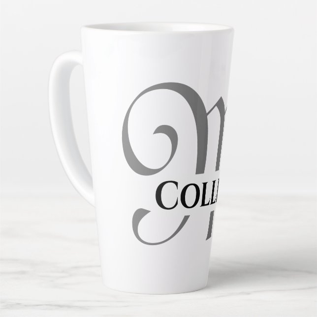 Create your own elegant name monogram latte mug (Left Angle)