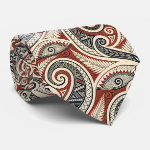 Create Your Own Elegant Red Black Festive Tribal Tie