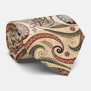 Create Your Own Elegant Red Gold Black Tribal Tie