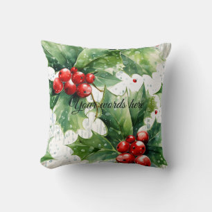 Create Your Own Elegant Red Holly & Raindrops Cushion