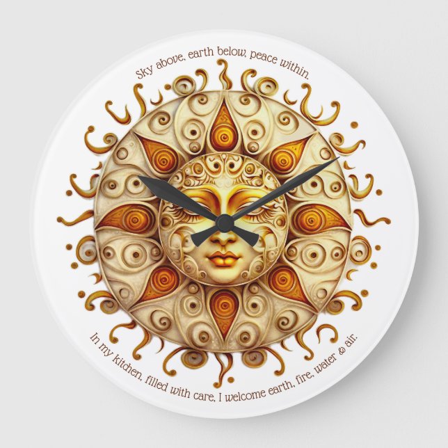 Create Your Own Elegant Steampunk Sun Large Clock (Front)