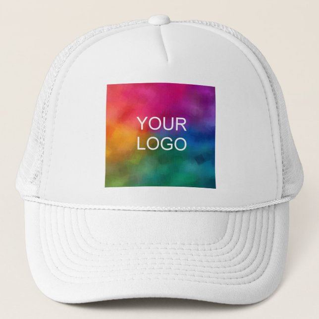Create Your Own Elegant White Modern Template Trucker Hat (Front)