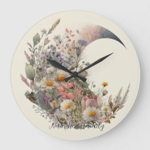 Create Your Own Elysian Floral Crescent Moon Large Clock