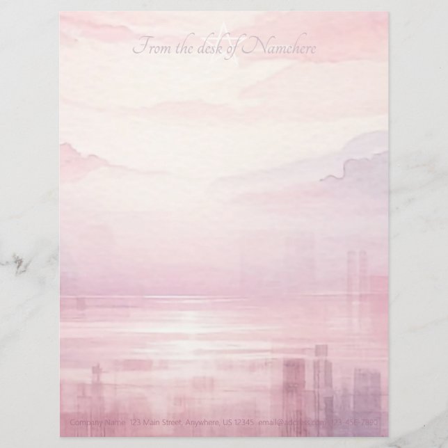 Create Your Own Enchanted Pink Purple Lake Scenic Custom Letterhead (Front)